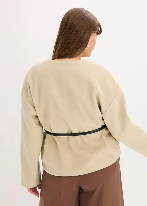 Oversizekavaj med yllelook och skärp, bonprix