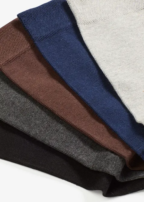 Strumpor med skaftkant som inte klämmer, med ekologisk bomull (5 par), bonprix