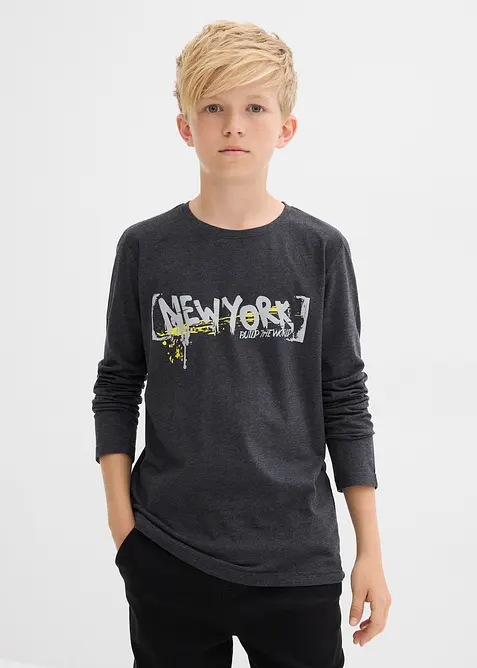 Långärmad topp med tryck, bonprix