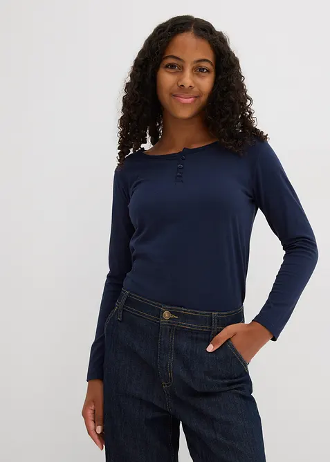 Långärmad topp med ekologisk bomull (2-pack), bonprix