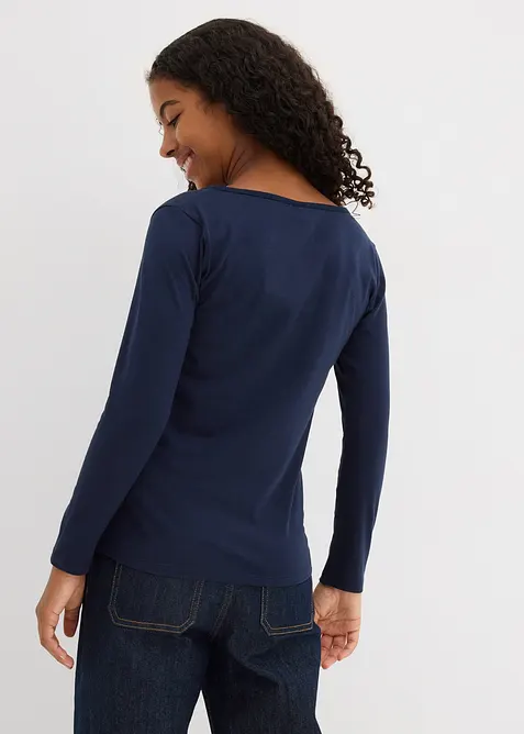 Långärmad topp med ekologisk bomull (2-pack), bonprix