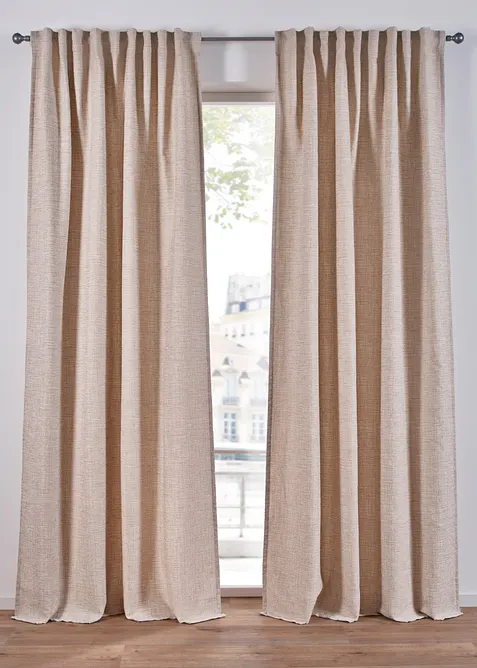 Ogenomskinlig gardinlängd med melerad struktur (1-pack), bonprix