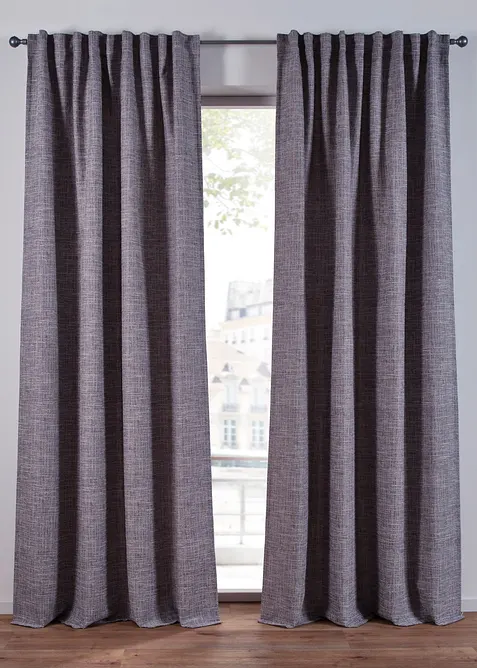Ogenomskinlig gardinl&auml;ngd med melerad struktur (1-pack), bonprix
