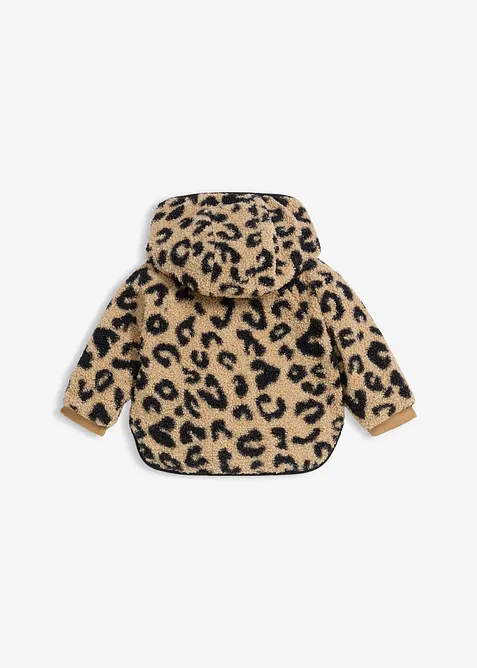 Vändbar teddyfleecejacka med huva och fickor, bonprix