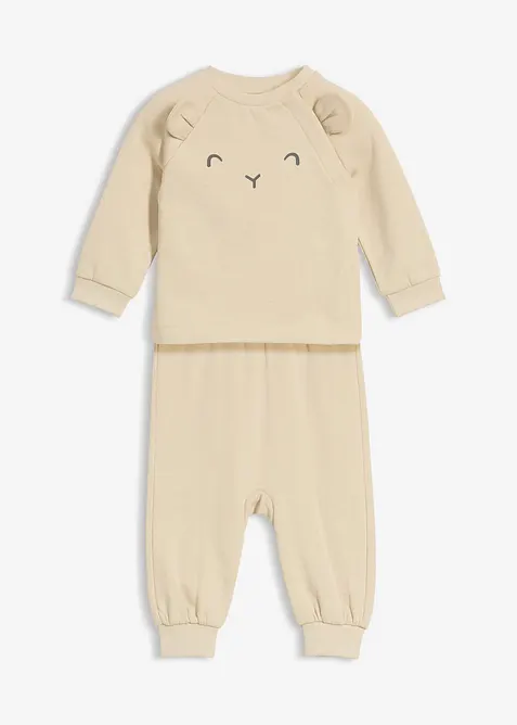 Sweatshirt och byxa med ekologisk bomull för bebisar (2 delar), bonprix