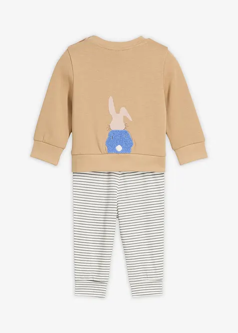 Långärmad T-shirt och trikåbyxa för bebisar (2 delar), ekologisk bomull, bonprix