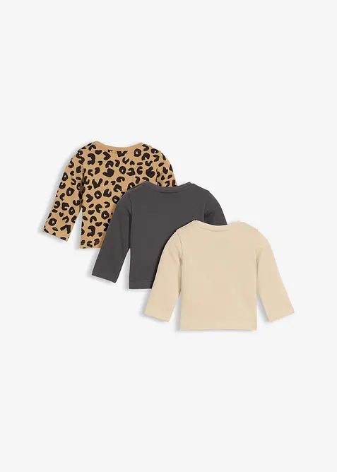 Lång topp i ren ekologisk bomull för bebisar (3-pack), bonprix