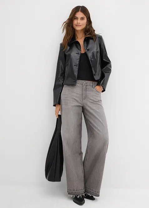 Wide Leg Jeans Mid Waist, med bekväm midja, bonprix