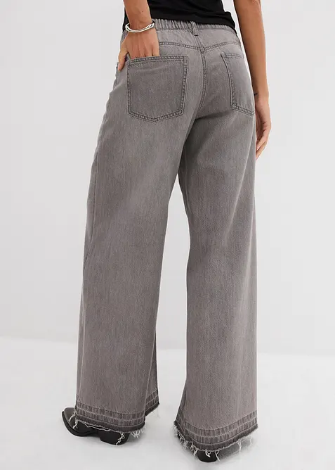 Wide Leg Jeans Mid Waist, med bekväm midja, bonprix