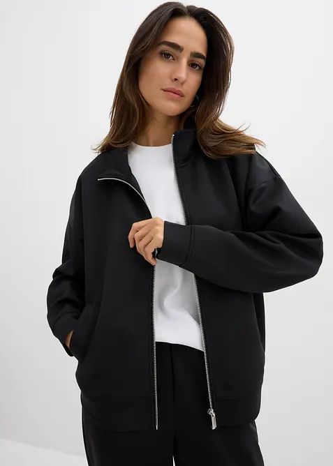 Trikåjacka med dragkedja i neopren, bonprix