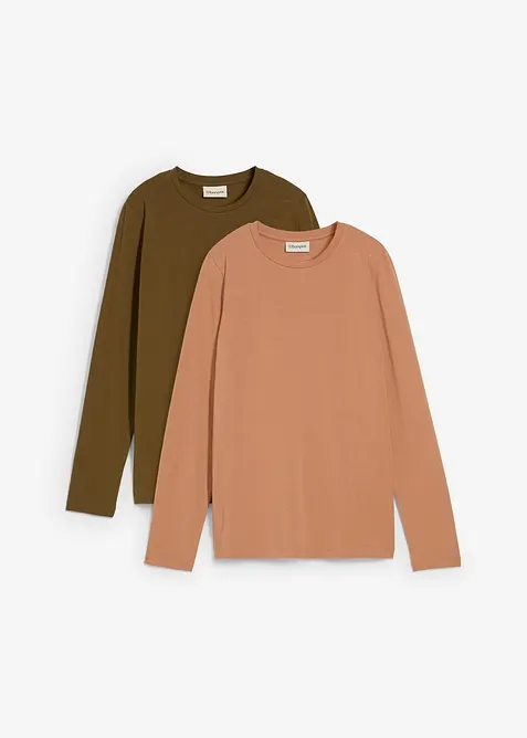 L&aring;ng&auml;rmad topp med ren ekologisk bomull (2-pack), bonprix