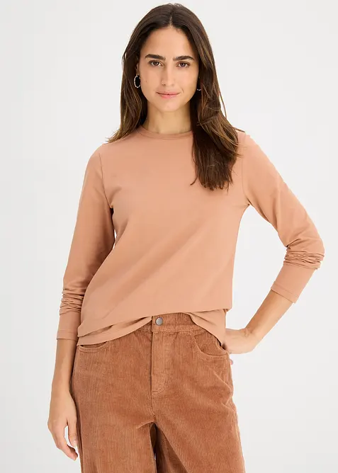 L&aring;ng&auml;rmad topp med ren ekologisk bomull (2-pack), bonprix