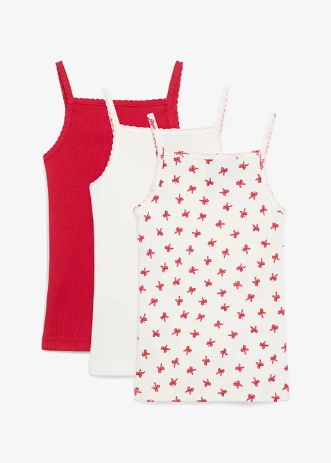 Linne av mjukt ribbat material med satinrosett (3-pack), bonprix