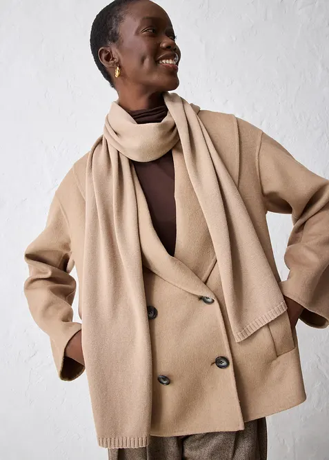 Finstickad halsduk med merinoull, bonprix