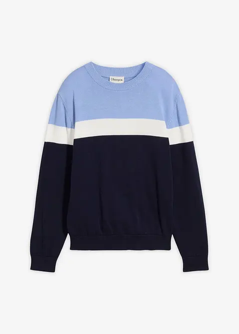 Finstickad tröja i ren bomull för barn, bonprix