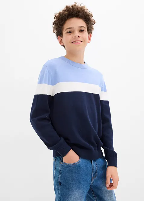 Finstickad tröja i ren bomull för barn, bonprix