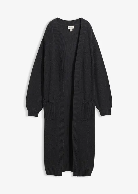 Stickad långkofta med nedhasade axlar, bonprix