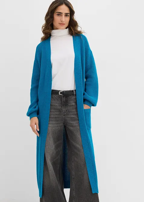 Stickad långkofta med nedhasade axlar, bonprix