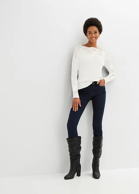 Tröja med spets, bonprix