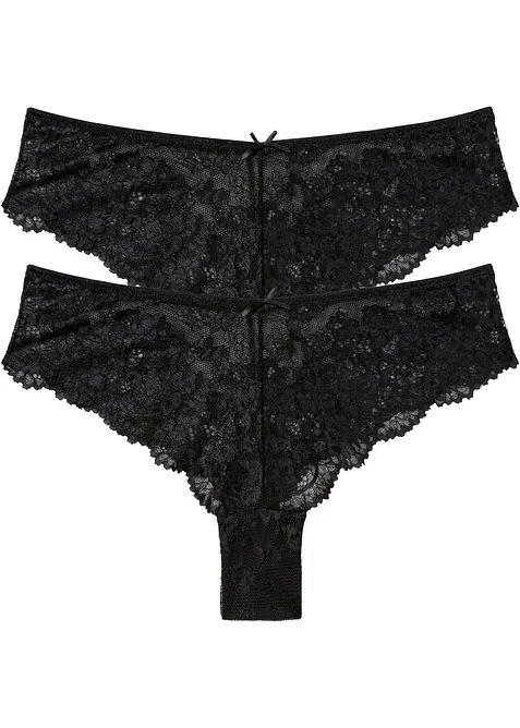 Braziliantrosa med skir spets (2-pack), bonprix