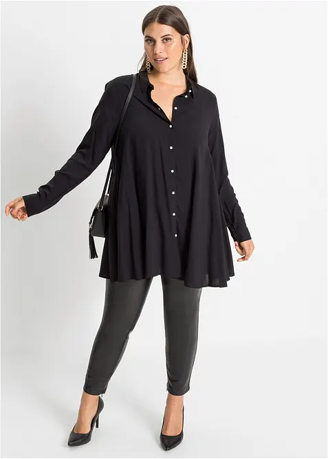 Blus med knappslå och pärlemorknappar, bonprix