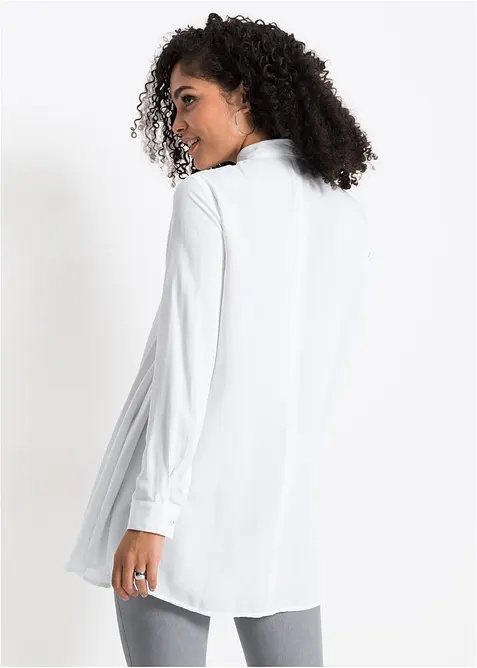 Blus med knappslå och pärlemorknappar, bonprix