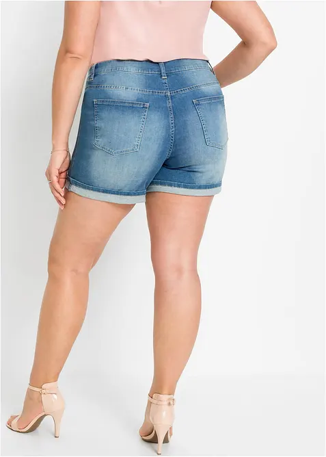 Jeansshorts Mid Waist med dekorativa detaljer, bonprix