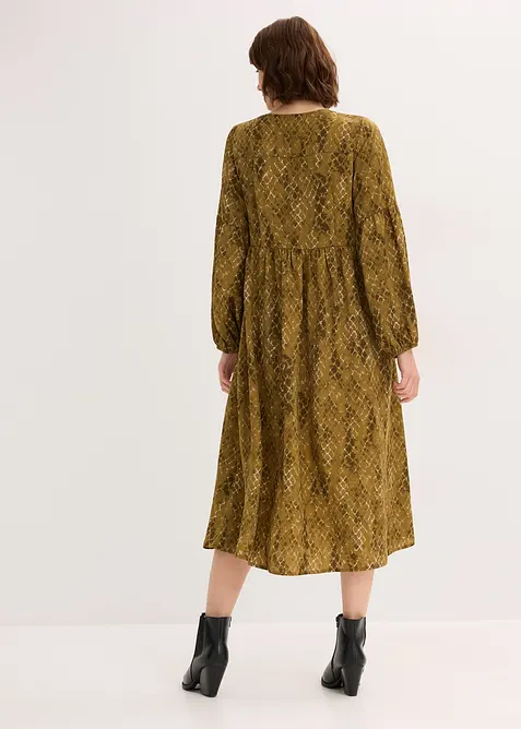 Mellanlång klänning i mjuk satin, bonprix