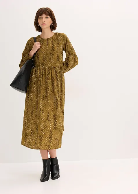 Mellanlång klänning i mjuk satin, bonprix