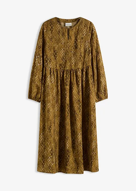 Mellanlång klänning i mjuk satin, bonprix