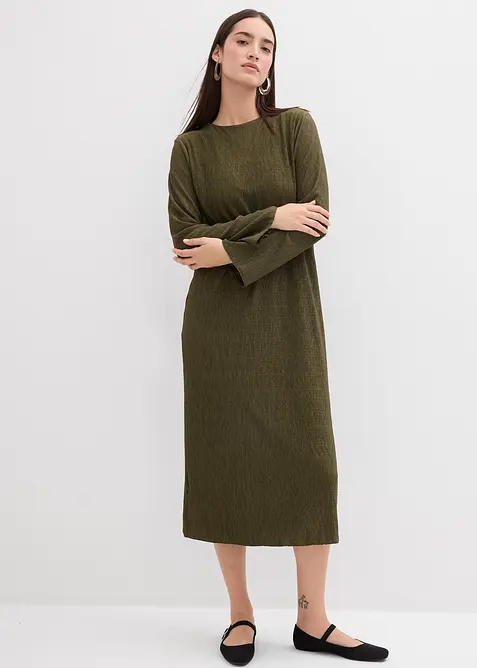 Midiklänning av strukturmaterial, bonprix