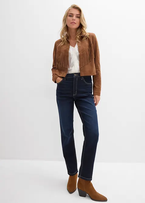 Straight jeans High Waist cropped, bonprix