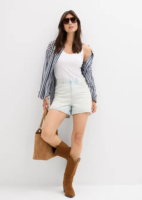 Jeansshorts High Waist, Low Stretch, bonprix
