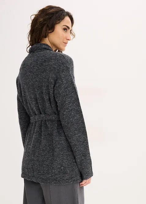 Fluffig cardigan i lurvigt material, bonprix