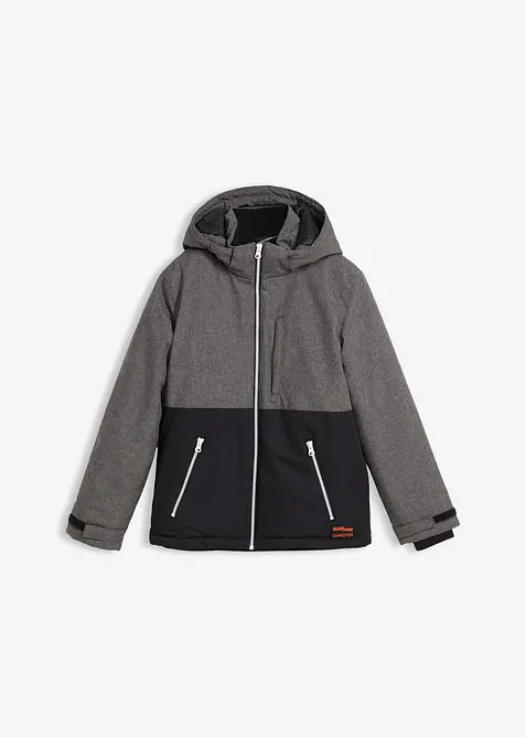 Vadderad vinterjacka med huva och blockf&auml;rger, bonprix