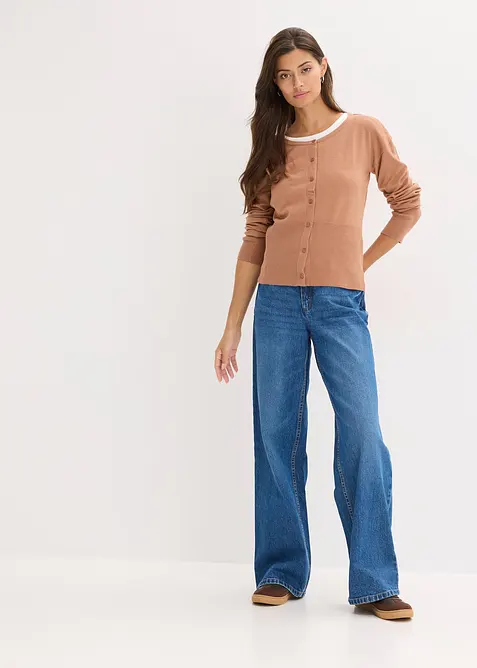 Finstickad cardigan av viskos med mjukt fall, bonprix