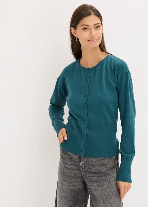 Finstickad cardigan av viskos med mjukt fall, bonprix