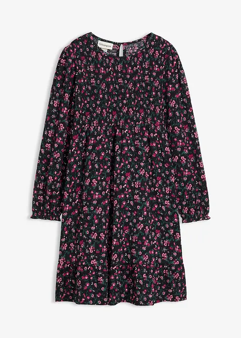 Jerseyklänning av krinklat material, bonprix