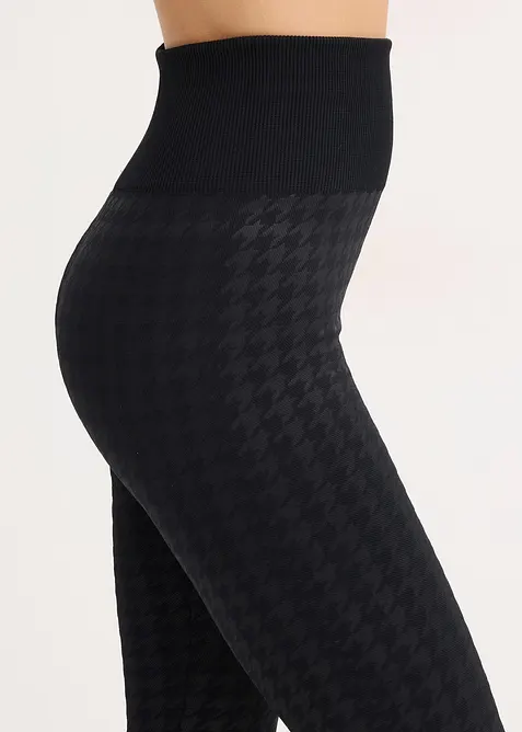 Sömlösa termoleggings med mjuk insida och hundtandsmönster, bonprix