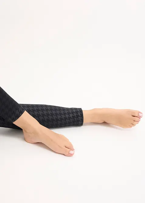 Sömlösa termoleggings med mjuk insida och hundtandsmönster, bonprix