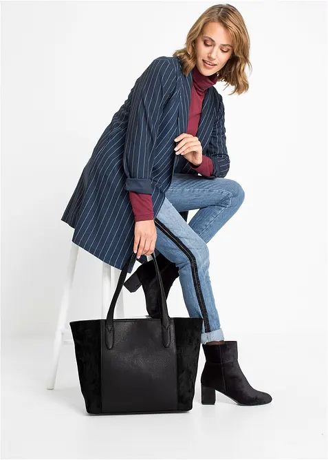 Stor shoppingväska med materialmix, bonprix