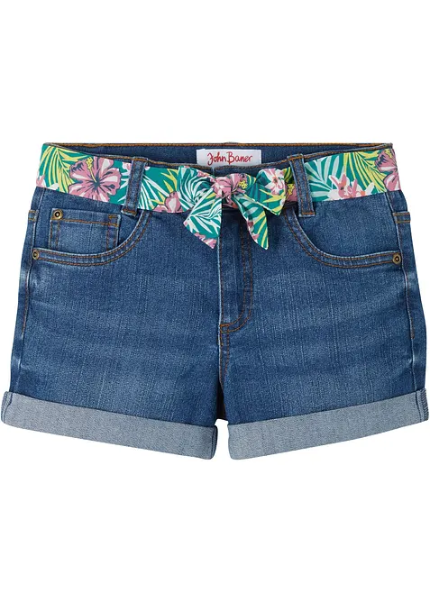 Stretchiga jeansshorts med skärp, bonprix