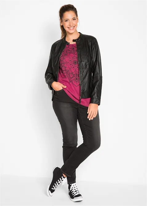 Topp i flamgarn, kortärmad, bonprix