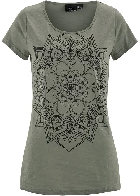 Topp i flamgarn, kortärmad, bonprix