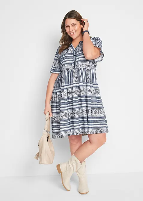 Mönstrad jerseyklänning i följsam viskosmix, bonprix