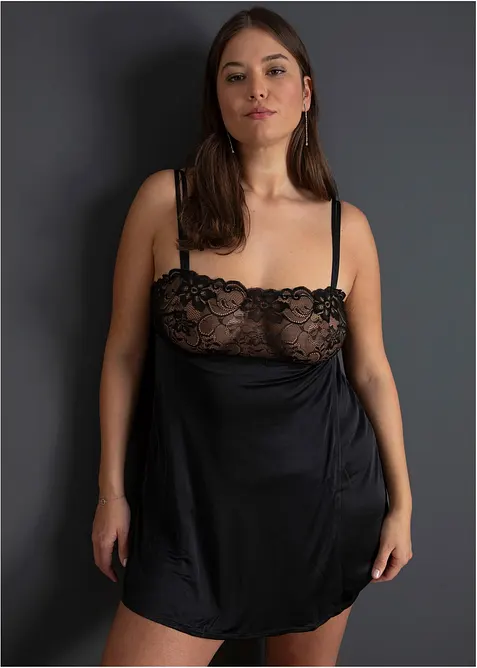 Negligé i glansigt material, bonprix