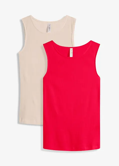 Ribbstickat linne i ekologisk bomull (2-pack), bonprix