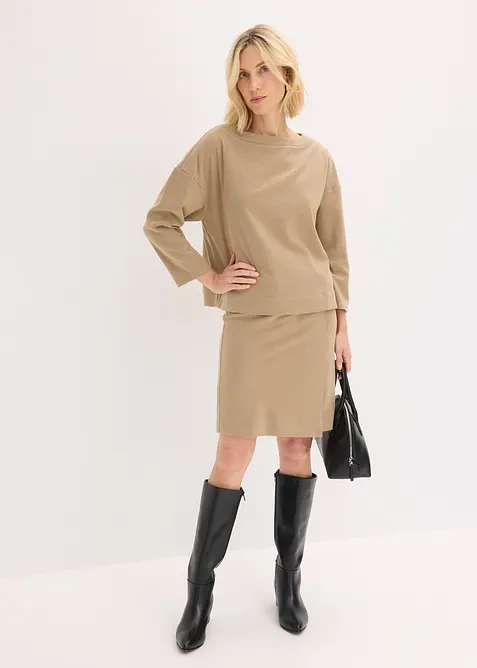 Tunika av stabilt material med fiskbensmönster, bonprix