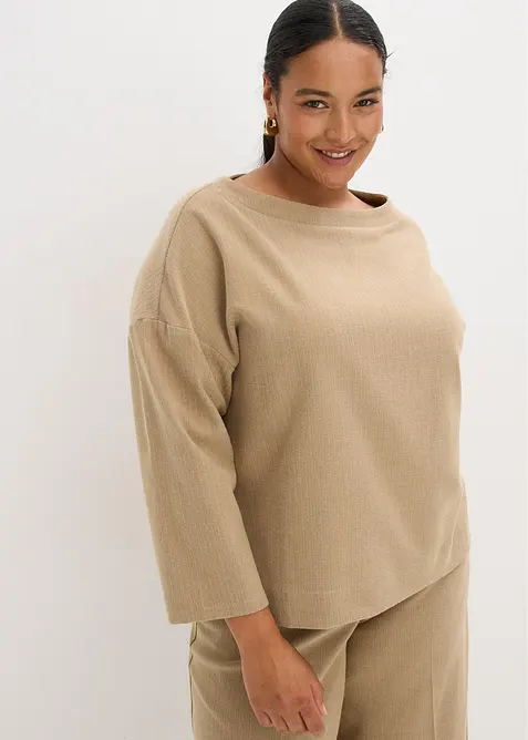 Tunika av stabilt material med fiskbensmönster, bonprix