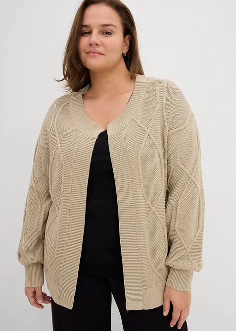 Cardigan med flätmönster, bonprix